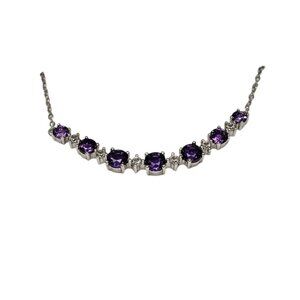 Gemstone Brilliance Created Amethyst and White Sapphire Sterling Silver Necklace